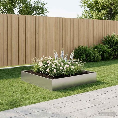 Cache-pot de jardin Argenté 80 x 80 x 20 cm Acier galvanisé (1/5)