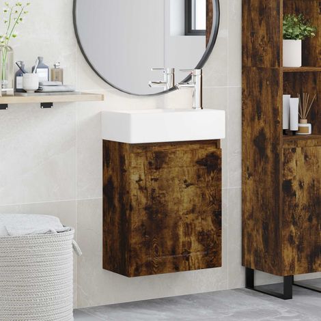 Módulo de baño con grifería Roble Ahumado 45,5 x 25,5 x 84 cm