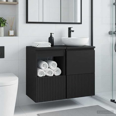 Mueble de Cuarto de Baño Negro 30 x 44,5 x 50 cm