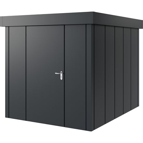 Hörmann Metall-Gerätehaus "Juno" mit Flachdach, JFD6 - Design, 214 x 262 cm (B x T), anthrazit, 1-flüglige Tür, Anschlag links (1/5)