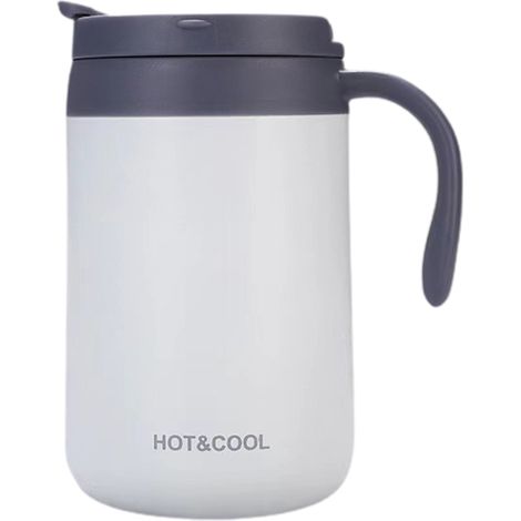 Tasse À Café En Acier Inoxydable 304 - Double Paroi Sous Vide - 500 Ml - Pour Boissons Chaudes Ou Froides - Blanc - 1 Pièce (1/5)