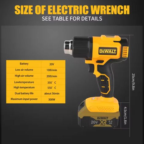 DEWALT DCE530 Décapeur thermique sans fil 18V XR, corps seul sans batterie ni chargeur, décollage peinture autocollant rénovation (1/5)