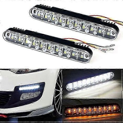 2 feux de jour à LED pour voiture (DRL) avec clignotants intégrés 241097-YuJia (1/5)