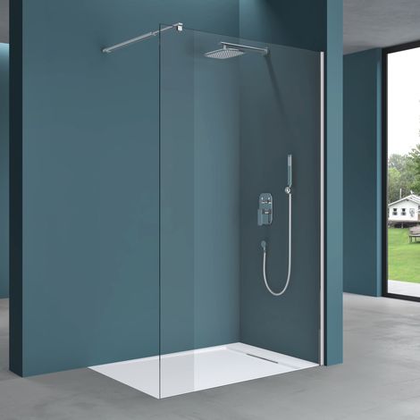 Mai & Mai Paroi de Douche 140x200 Douche à L'italienne Transparent BR1K Pare-Douche en Verre Trempé 8mm Revêtement Nano Easy Clean Stabilisateur Rectangulaire BRAM3 (1/5)