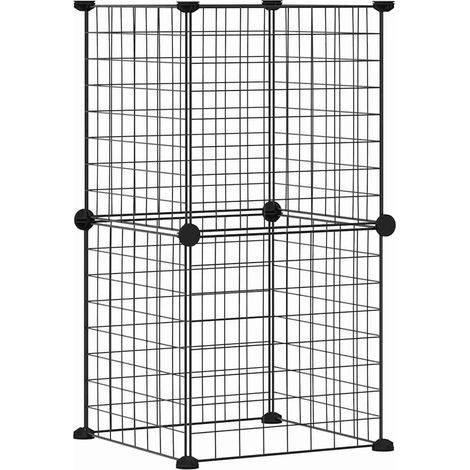 Gabbia per animali con 8 pannelli 35 x 35 cm acciaio nero 020041597