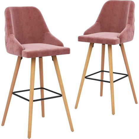 vidaXL Tabourets de bar lot de 2 rose velours (1/5)