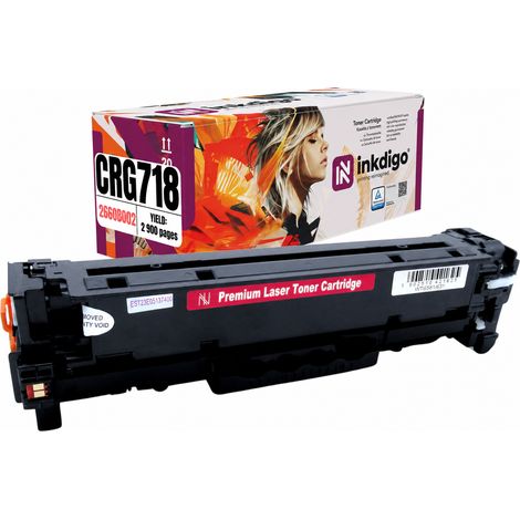 Toner Inkdigo CRG718M compatible avec Canon i-Sensys LBP-7200 MF724Cdw, certifié TÜV (1/5)