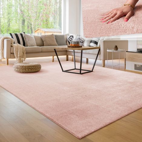 Paco Home Tappeto Moderno per Soggiorno a Pelo Corto Lavabile Morbido Uni Effetto Pelliccia Antiscivolo 120x170 cm, Rosa