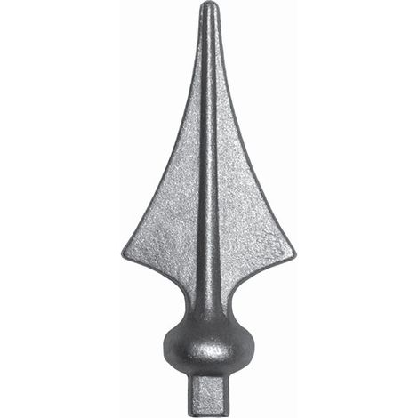 Pointe de lance - H137mm L55mm base carré pleine de 14mm - Avec tige pour manchonner dans un tube creux  - Fer forgé - À souder - DECO FER FORGE
