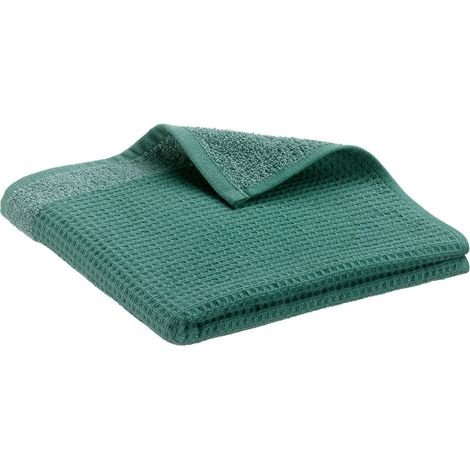 Serviette d'invité recyclée pour salle de bain vert émeraude 30 x 50 cm - PANGIVO