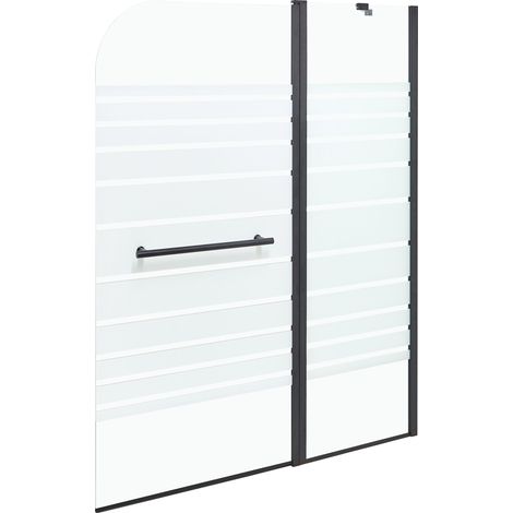 Paroi de Douche Minimaliste en Verre Trempé avec Porte 140 x 100 cm Noir Tuapi