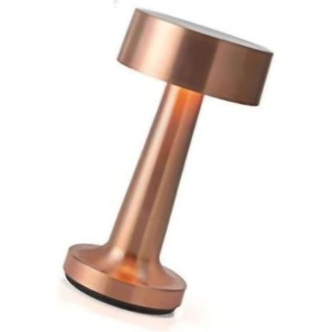Lampe de bar LED vintage rechargeable, haltère métal, sans fil, toucher dimmable, table restaurant, café, chevet, or rose, modèle C (1/3)