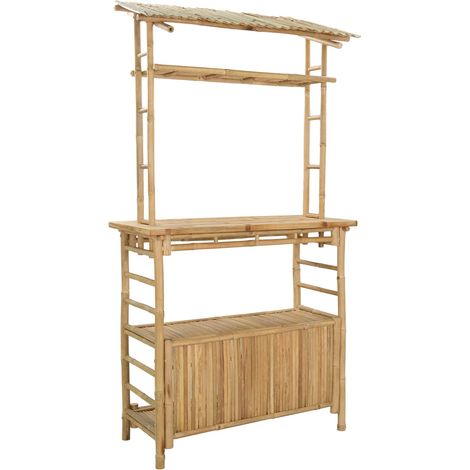 vidaXL  Outdoor Bar Table  with Storage Natural 110 x 50 x 210 cm Bamboo