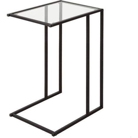 AKTIVE Tavolino Max Home, 40x30x59 cm, Portata massima 5 kg, Forma a C, Tavoli in vetro, Struttura in metallo nero, Decorativo, Soggiorno, Camera da letto, Moderno (18502) (1/4)