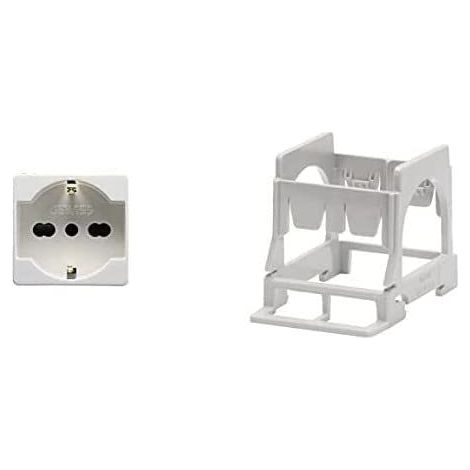 GEWISS - DY01008 Serie System Nr. 1 sopporto per montaggio su guida DIN un modulo compresa con Nr. 1 Presa Schuko (1/2)