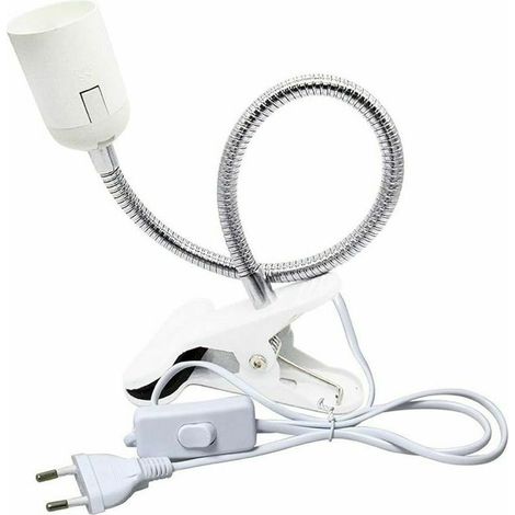 Lampe de lecture à pince E27 – Col de cygne flexible – AC 230V – Douille clipsable avec interrupteur – Pour aquarium et miroir (1/5)