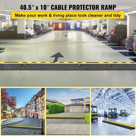 Rampe de Protection de Cable 103x25,5x5 cm, 2 Canaux Rampe de Cache-Cable Passe Cable Sol Protecteur de Cable Sol Goulotte Passe Ca… (1/5)