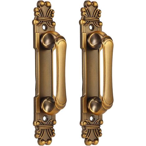 2 poignées de porte coulissantes en métal antique européen, accessoires de tiroir en fer forgé (1/2)