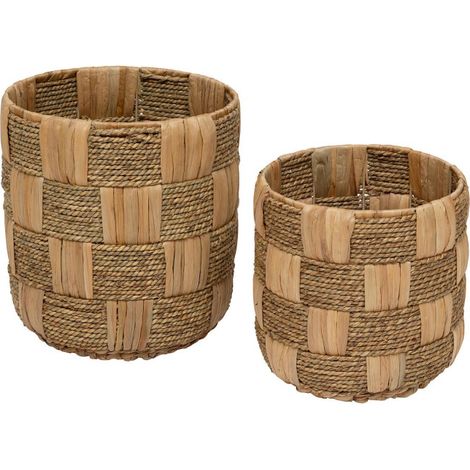 Lot de 2 Paniers de Rangement en Jacinthe "Nadi" 30cm Naturel (1/2)
