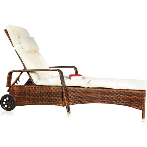 Rattan Loungeliege verstellbar Sonnenliege Polyrattan Lounge Gartenliege Braun (1/6)