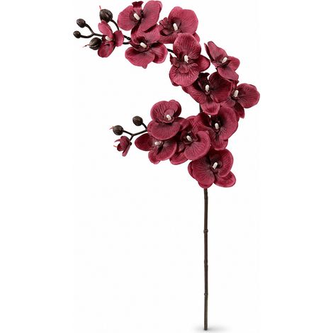 Orchidée Artificielle Courte pour Vase Sol Mariage Rouge Foncé