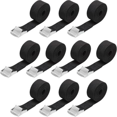 Paquete de 10 correas de amarre cortas de 50 cm - Correas de sujeción ajustables para ciclismo, motociclismo, equipaje y camping. (1/5)