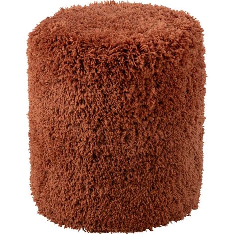 Pouf Cylindre "Duveteux" 50cm Brique (1/5)