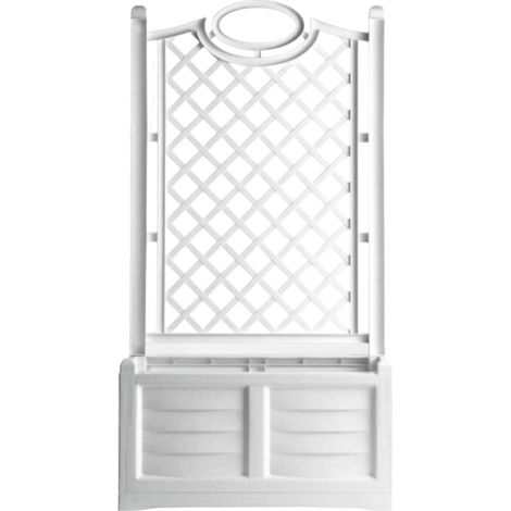 Fioriera in resina con pannello grigliato con vaso 80x42,5xH150 cm - Bianco (1/5)