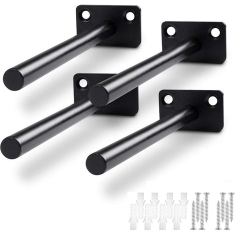 4Pcs 6 pouces supports de tablette flottante, support de tablette en bois mural invisible dissimulé, avec vis d'installation (1/5)