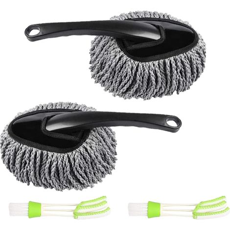 2pièces Brosse de Nettoyage Voiture Brosse de Plumeau Voiture avec 2Pinceaux de Nettoyage Ventilation pour Auto Voiture Climatiseur Pare-Brise Bicyclette Maison Intérieur Extérieur Microfibre (1/5)