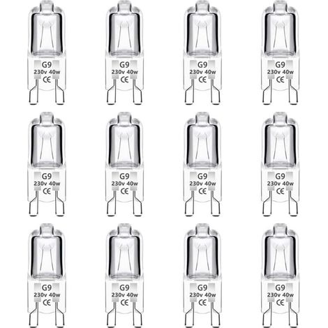 Lot de 12 Ampoule Halogène G9 40W 230V Dimmable 0-100%, 480LM, Blanc Chaud 2700K, G9 Bi-Pin Base Halogène Lampe, Sans Scintillement, pour Four, Lustres, Lampes de Paysage, Éclairage d\\'armoire (1/5)