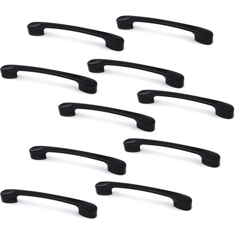 Set di 10 maniglie per ante di armadi e cassetti in lega di zinco nero opaco, lunghezza 135 mm. (1/5)