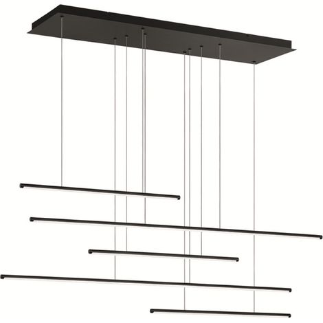 Lampada a sospensione Led in metallo verniciato Nero - GENIUS 5 Luci 125 cm (1/3)