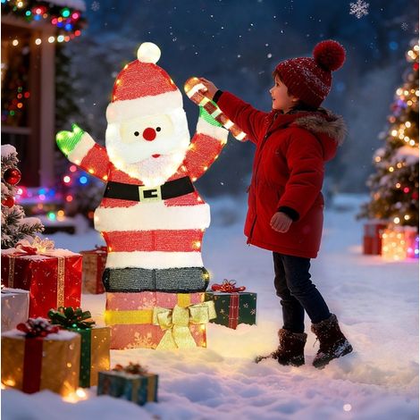 Decorazione natalizia luminosa 52x30x93 cm in acciaio multicolore, 97 LED, esterno IP44 – MEUBLIV (1/5)