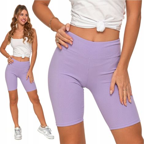 Leggings de ciclismo acanalados con cintura alta, leggings deportivos ajustados Moraj S/M lila (1/5)