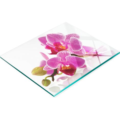 Tabla de servir de cristal para cocina con diseño de orquídeas, 60x52 cm. (1/5)