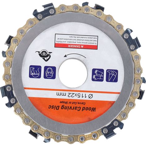 Disque scie circulaire 4.5in 8 dents chaîne lame pour meuleuse, roue tronçonneuse rainurage coupe bois, accessoire 115mm (1/5)