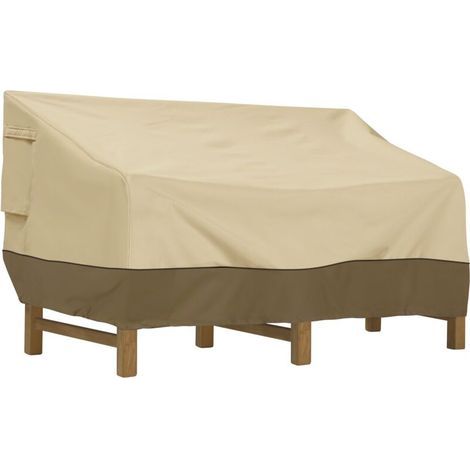 [JAMAIS UTILISÉ] Housse de canapé d'extérieur imperméable, housse de banc de terrasse, 210D, 147 x 83 x 79 cm, beige (1/4)