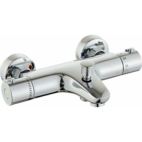 Grifo mezclador termostático para ducha LaBlanc, conexión roscada de 1/2" con botón de seguridad de 38 °C, grifo de ducha de baño de latón con
