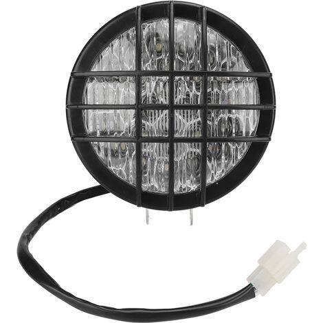 Phare de moto 12V avec grille, feux de route/croisement, ultra-lumineux, universel pour scooters et motos (1/5)
