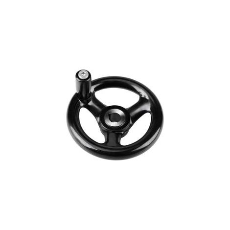 Volant en bakélite noire 12 mm x 100 mm à 3 rayons et poignée rotative pour tours et fraiseuses (1/5)