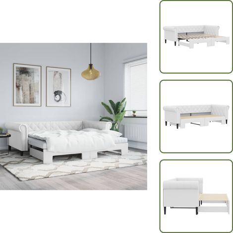Canapé double - vidaXL Lit de jour avec gigogne sans matelas blanc 90x200 cm - Lit de repos (1/5)