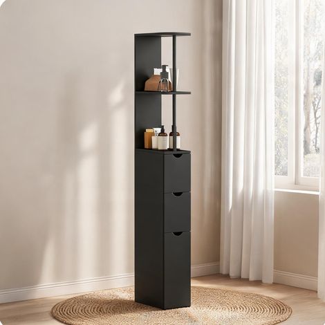 Armoire de rangement noir en MDF 33 x 15 x 136,8 cm (1/5)