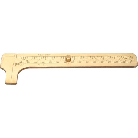 Pied à coulisse Vernier en laiton à double échelle, haute précision, échelle transparente, mini pied à coulisse de poche portable pour les travaux manuels, 0-3,9 pouces (1/5)
