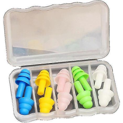 Geräuschlose Ohrstöpsel mit Geräuschunterdrückung, geeignet zum Schlafen, Gehörschutz, 5 Paar wasserdichte Ohrstöpsel zum Schwimmen (Farbe zufällig) (1/5)