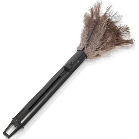 Plumeau rétractable antistatique en fibres naturelles avec manche, outil de nettoyage intérieur réutilisable (1/5)