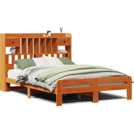 Maison Exclusive - Lit bibliothèque sans matelas cire marron 150x200 cm pin massif