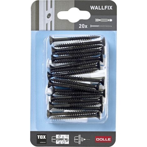 Dolle Regalbefestigungs-Set Wallfix 14,5 cm schwarz 20 Stück