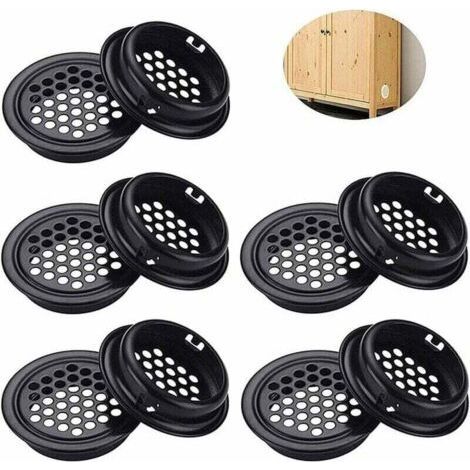 Round Stainless Steel Ventilation Grille Stainless Steel Ventilation Grille Round Stainless Steel Ventilation Grille 10 Pieces Black Ventilation Grille for Cabinet Cupboard Ventilation for Kitchen Fur (1/4)