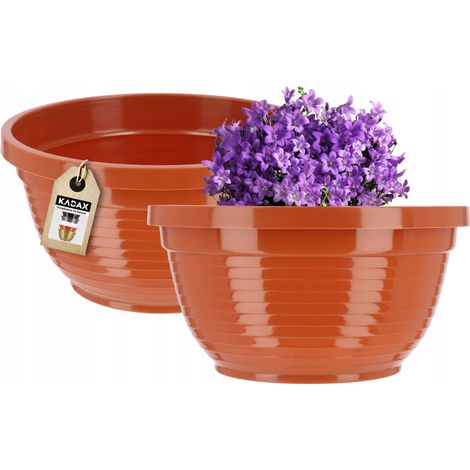 KADAX Blumenschale aus Kunststoff, Pflanzkübel, 26 cm, Terrakotta